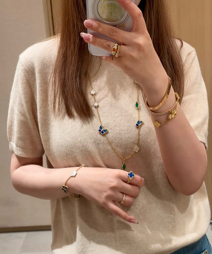 [OAKJURI Jewelry]LUCKY SPRING BUTTERFLY 15 FLOWER NECKLACE