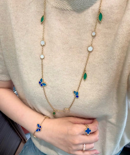 [OAKJURI Jewelry]LUCKY SPRING BUTTERFLY 15 FLOWER NECKLACE