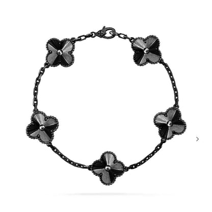 [OAKJURI Jewelry JEWELRY]CLOVER 5 MOTIF BLACK BRACELET