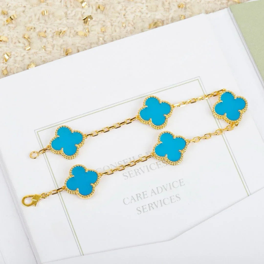 [OAKJURI Jewelry] CLOVER 5 MOTIF TURQUOISE BRACELET COLLECTION