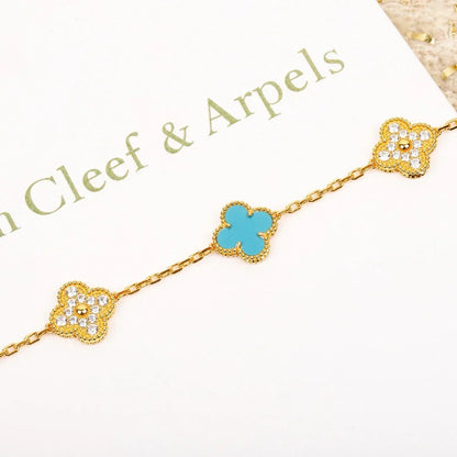 [OAKJURI Jewelry] CLOVER 5 MOTIF TURQUOISE BRACELET COLLECTION