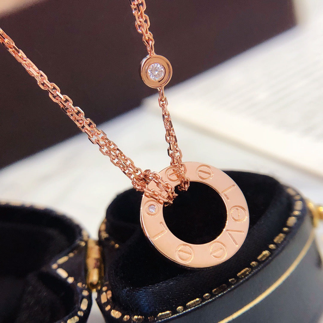 [OAKJURI Jewelry] LOVE NECKLACE 16MM 2 DIAMONDS