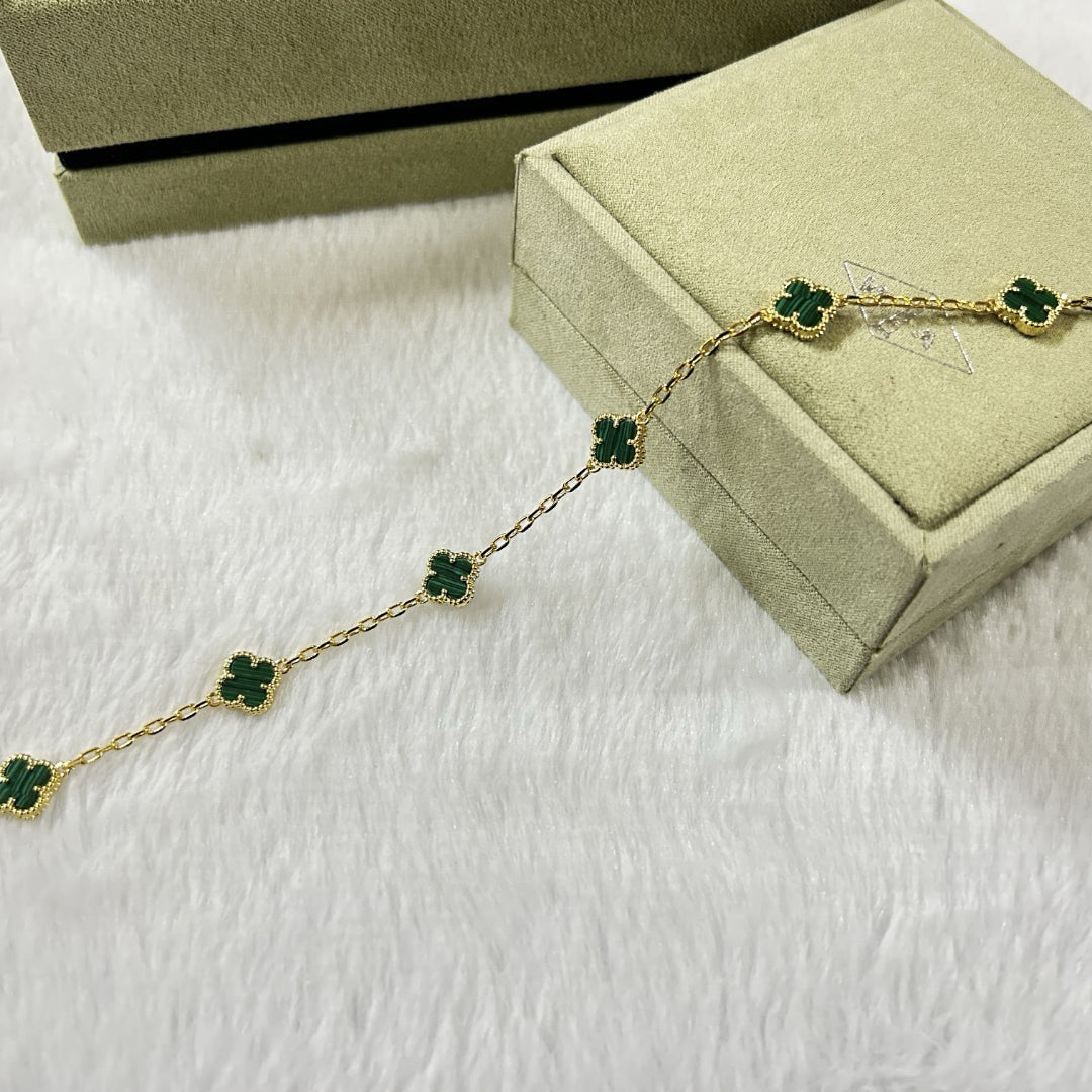 [OAKJURI Jewelry]CLOVER 6 MOTIF MALACHITE BRACELET
