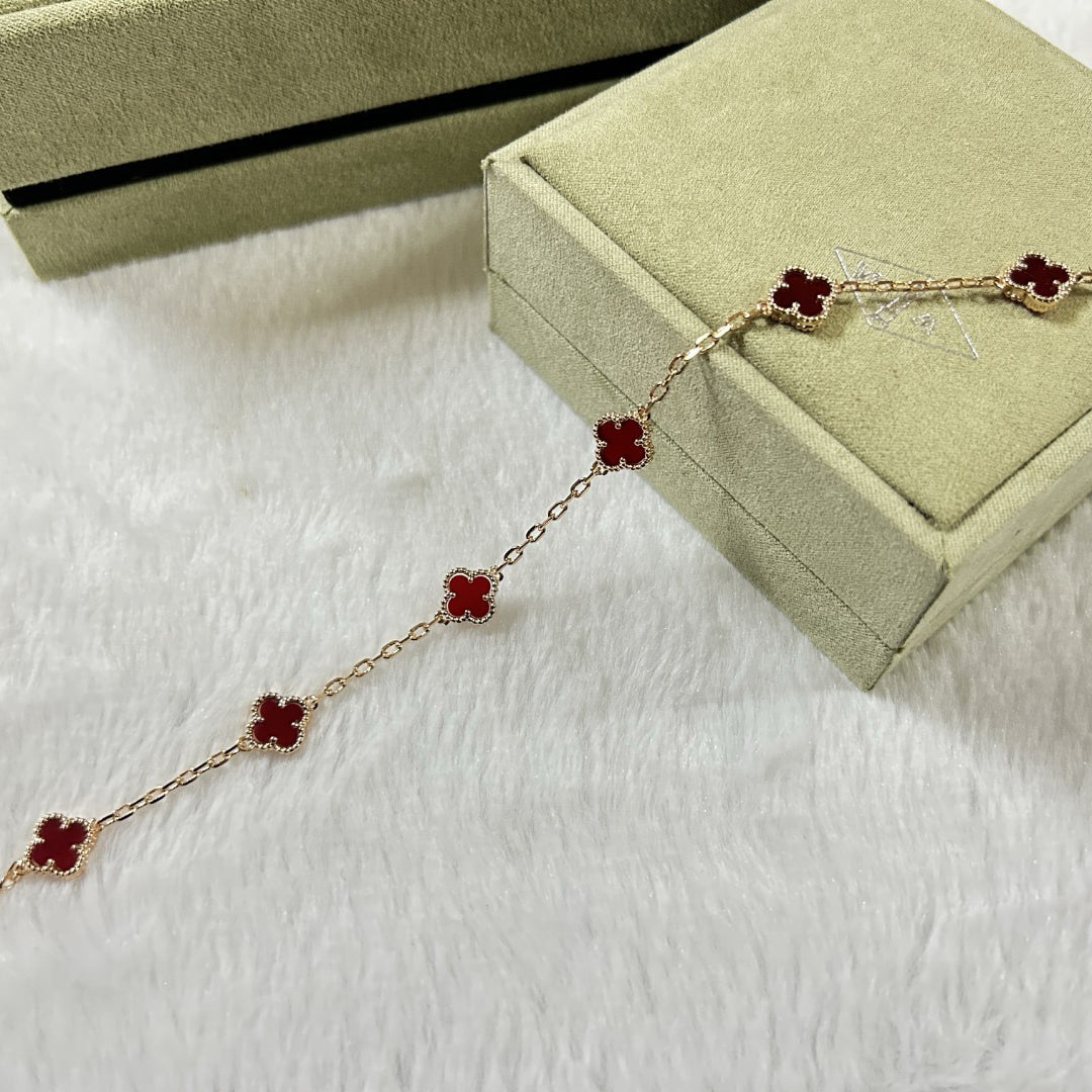 [OAKJURI Jewelry]CLOVER 6 MOTIF RED AGATE BRACELET