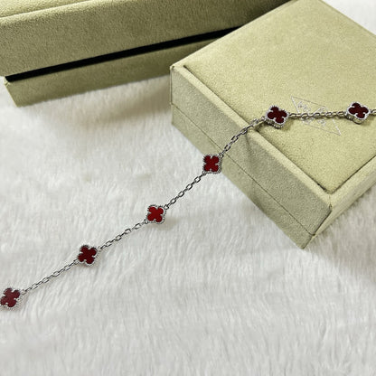 [OAKJURI Jewelry]CLOVER 6 MOTIF RED AGATE BRACELET
