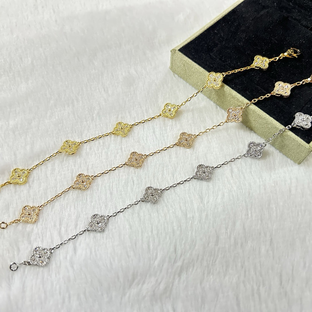 [OAKJURI Jewelry]CLOVER 6 MOTIF DIAMOND BRACELET