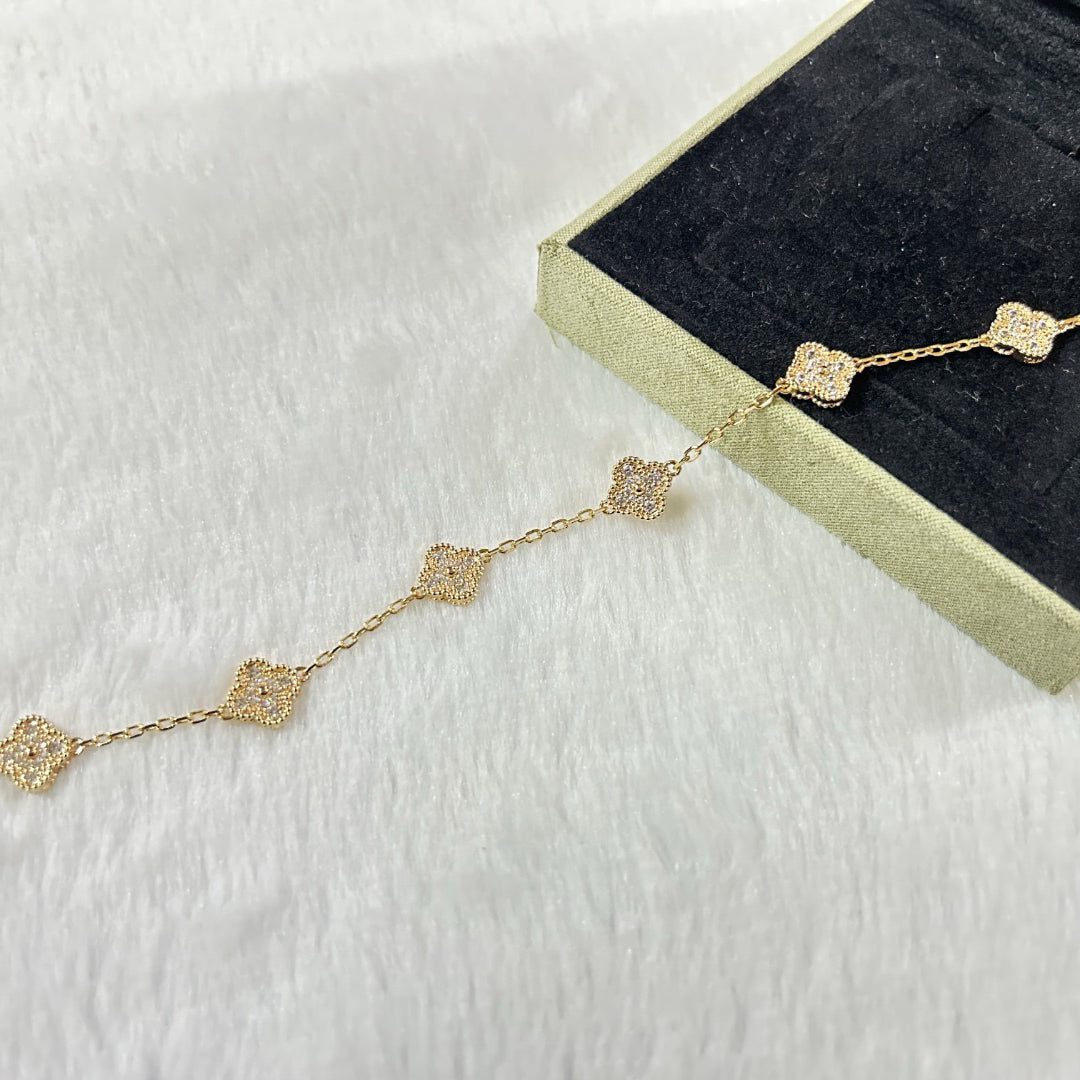 [OAKJURI Jewelry]CLOVER 6 MOTIF DIAMOND BRACELET