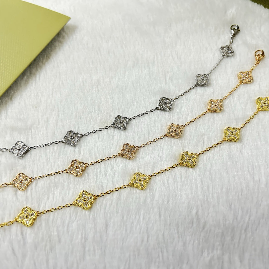 [OAKJURI Jewelry]CLOVER 6 MOTIF DIAMOND BRACELET