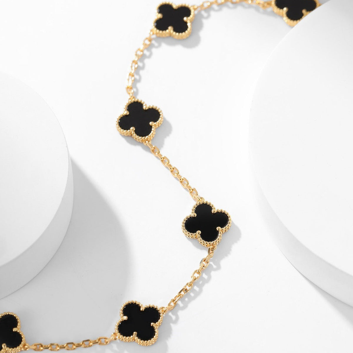 [OAKJURI Jewelry]CLOVER 10 MOTIFS ONYX NECKLACE