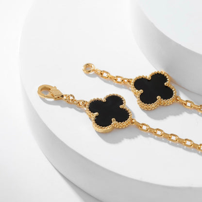 [OAKJURI Jewelry]CLOVER 10 MOTIFS ONYX NECKLACE