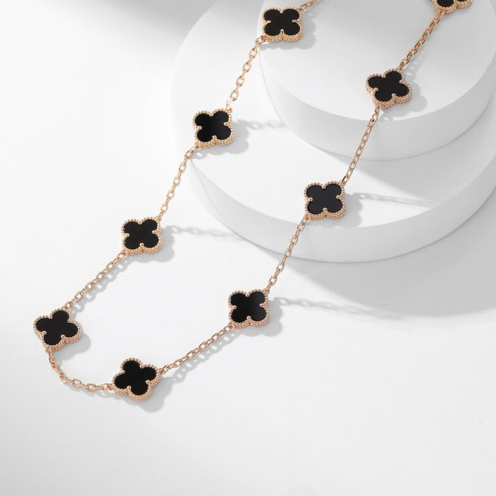 [OAKJURI Jewelry]CLOVER 10 MOTIFS ONYX NECKLACE