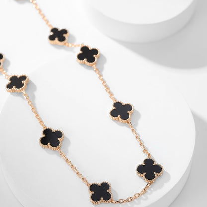 [OAKJURI Jewelry]CLOVER 10 MOTIFS ONYX NECKLACE