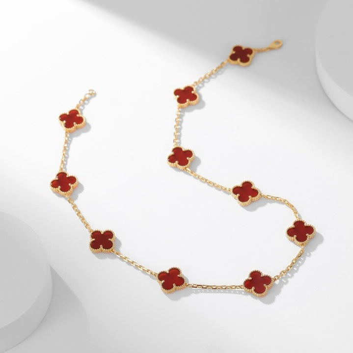 [OAKJURI Jewelry]CLOVER 10 MOTIFS CARNELIAN NECKLACE