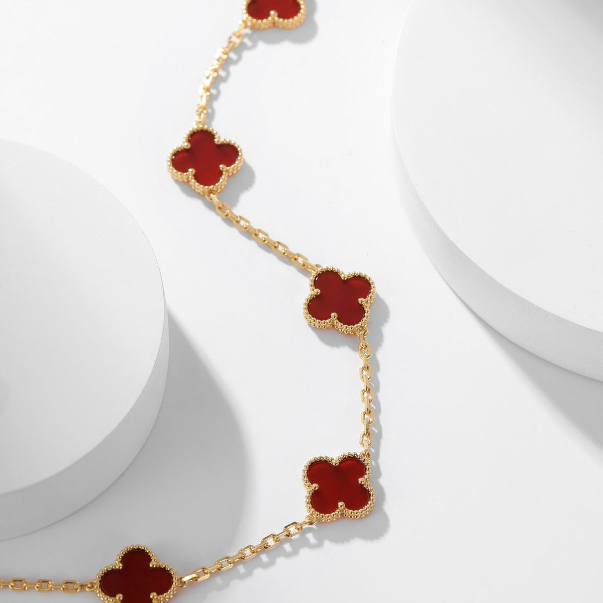 [OAKJURI Jewelry]CLOVER 10 MOTIFS CARNELIAN NECKLACE