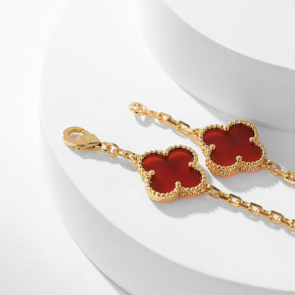 [OAKJURI Jewelry]CLOVER 10 MOTIFS CARNELIAN NECKLACE