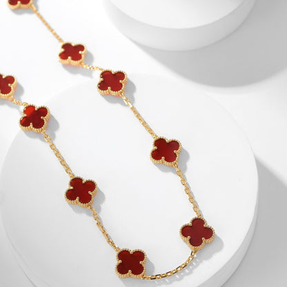 [OAKJURI Jewelry]CLOVER 10 MOTIFS CARNELIAN NECKLACE