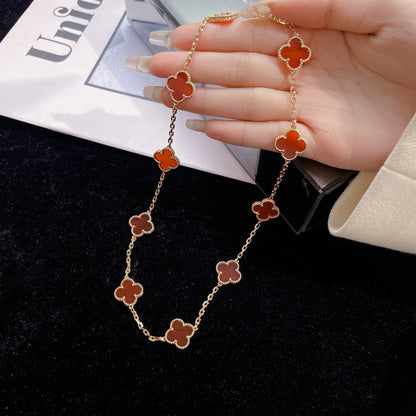 [OAKJURI Jewelry]CLOVER 10 MOTIFS CARNELIAN NECKLACE