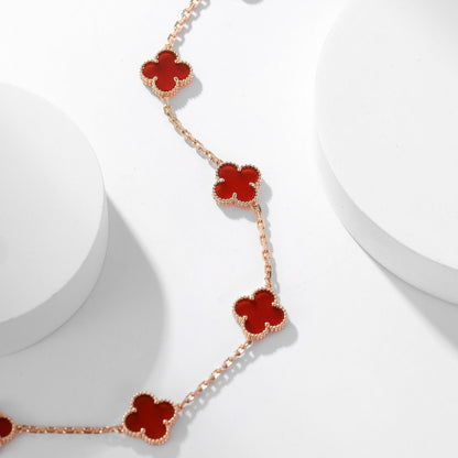 [OAKJURI Jewelry]CLOVER 10 MOTIFS CARNELIAN NECKLACE