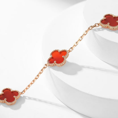 [OAKJURI Jewelry]CLOVER 10 MOTIFS CARNELIAN NECKLACE
