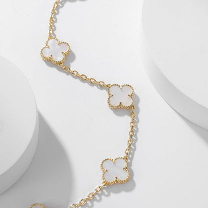 [OAKJURI Jewelry]CLOVER 10 MOTIFS WHITE MOTHER OF PEARL NECKLACE