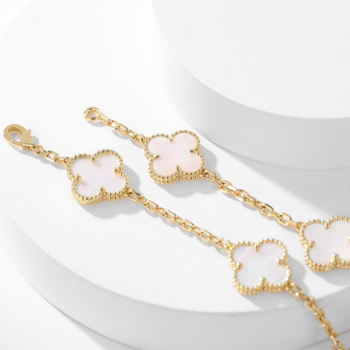 [OAKJURI Jewelry]CLOVER 10 MOTIFS WHITE MOTHER OF PEARL NECKLACE