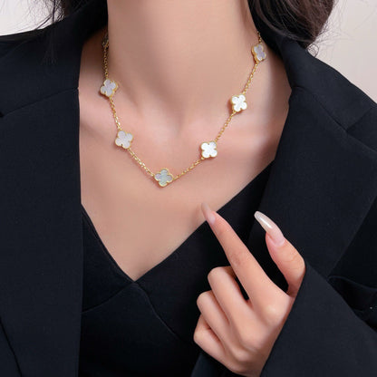 [OAKJURI Jewelry]CLOVER 10 MOTIFS WHITE MOTHER OF PEARL NECKLACE