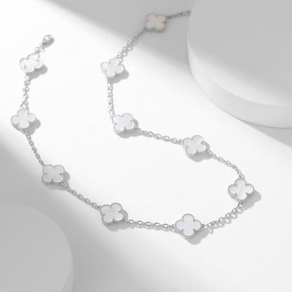 [OAKJURI Jewelry]CLOVER 10 MOTIFS WHITE MOTHER OF PEARL NECKLACE