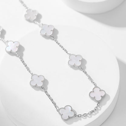 [OAKJURI Jewelry]CLOVER 10 MOTIFS WHITE MOTHER OF PEARL NECKLACE