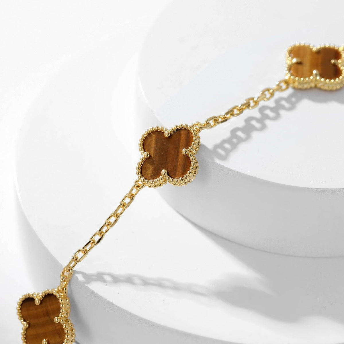 [OAKJURI Jewelry]CLOVER 10 MOTIFS TIGER EYE NECKLACE