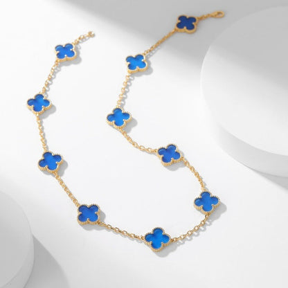 [OAKJURI Jewelry]CLOVER 10 MOTIFS BLUE AGATE NECKLACE
