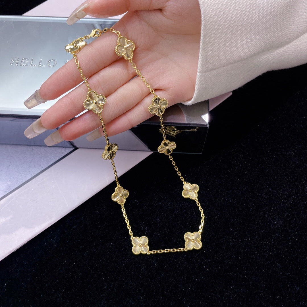 [OAKJURI Jewelry]CLOVER 10 MOTIFS LASER NECKLACE