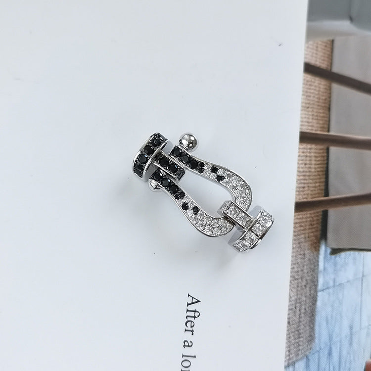 [OAKJURI Jewelry]FORCE LARGE HORSESHOE BLACK WHITE DIAMOND BRACELET ROSE GOLD