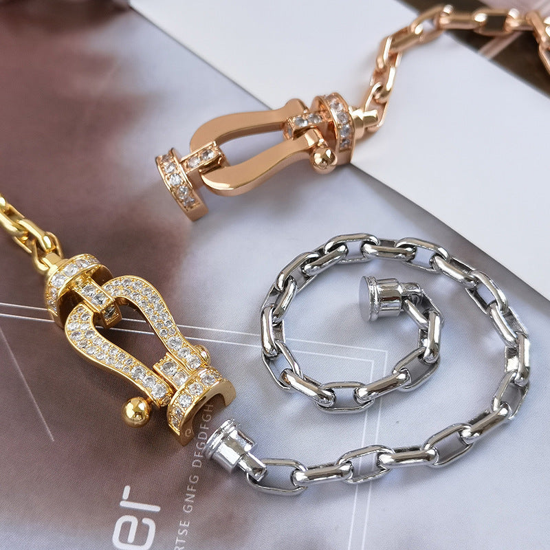 [OAKJURI Jewelry]FORCE LARGE HORSESHOE CLASP  METAL BRACELET