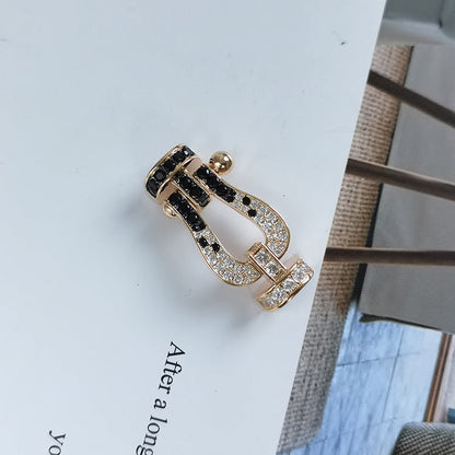 [OAKJURI Jewelry]FORCE LARGE HORSESHOE BLACK WHITE DIAMOND BRACELET SILVER