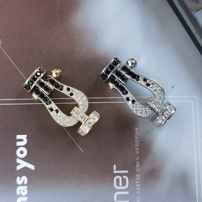 [OAKJURI Jewelry]FORCE LARGE HORSESHOE BLACK WHITE DIAMOND BRACELET SILVER