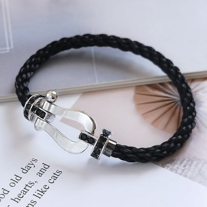 [OAKJURI Jewelry]FORCE LARGE HORSESHOE BLACK DIAMOND BRACELET SILVER