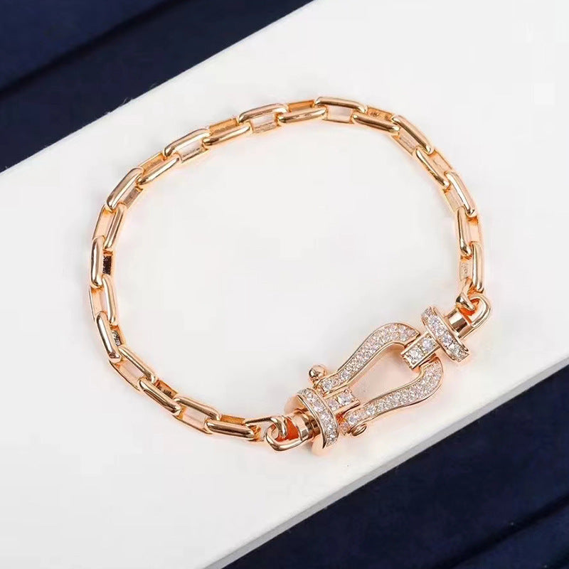 [OAKJURI Jewelry]FORCE LARGE HORSESHOE CLASP  METAL BRACELET