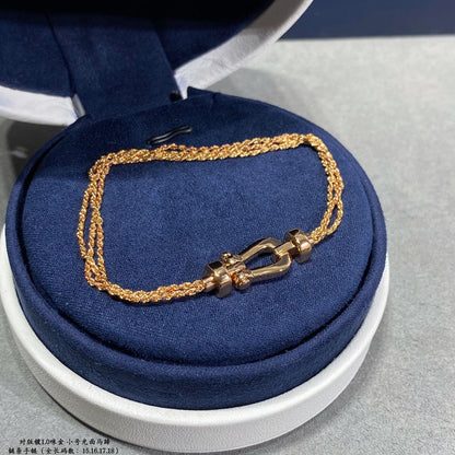 [OAKJURI Jewelry]FORCE SMALL HORSESHOE  DIAMOND CHAIN ROPE BRACELET