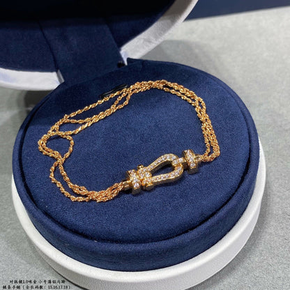 [OAKJURI Jewelry]FORCE SMALL HORSESHOE  DIAMOND CHAIN ROPE BRACELET