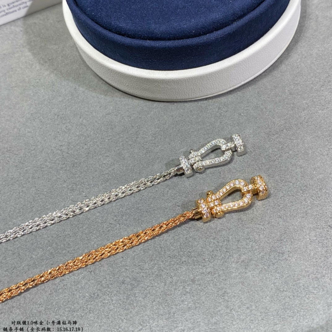 [OAKJURI Jewelry]FORCE SMALL HORSESHOE  DIAMOND CHAIN ROPE BRACELET