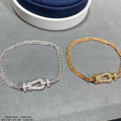 [OAKJURI Jewelry]FORCE SMALL HORSESHOE  DIAMOND CHAIN ROPE BRACELET
