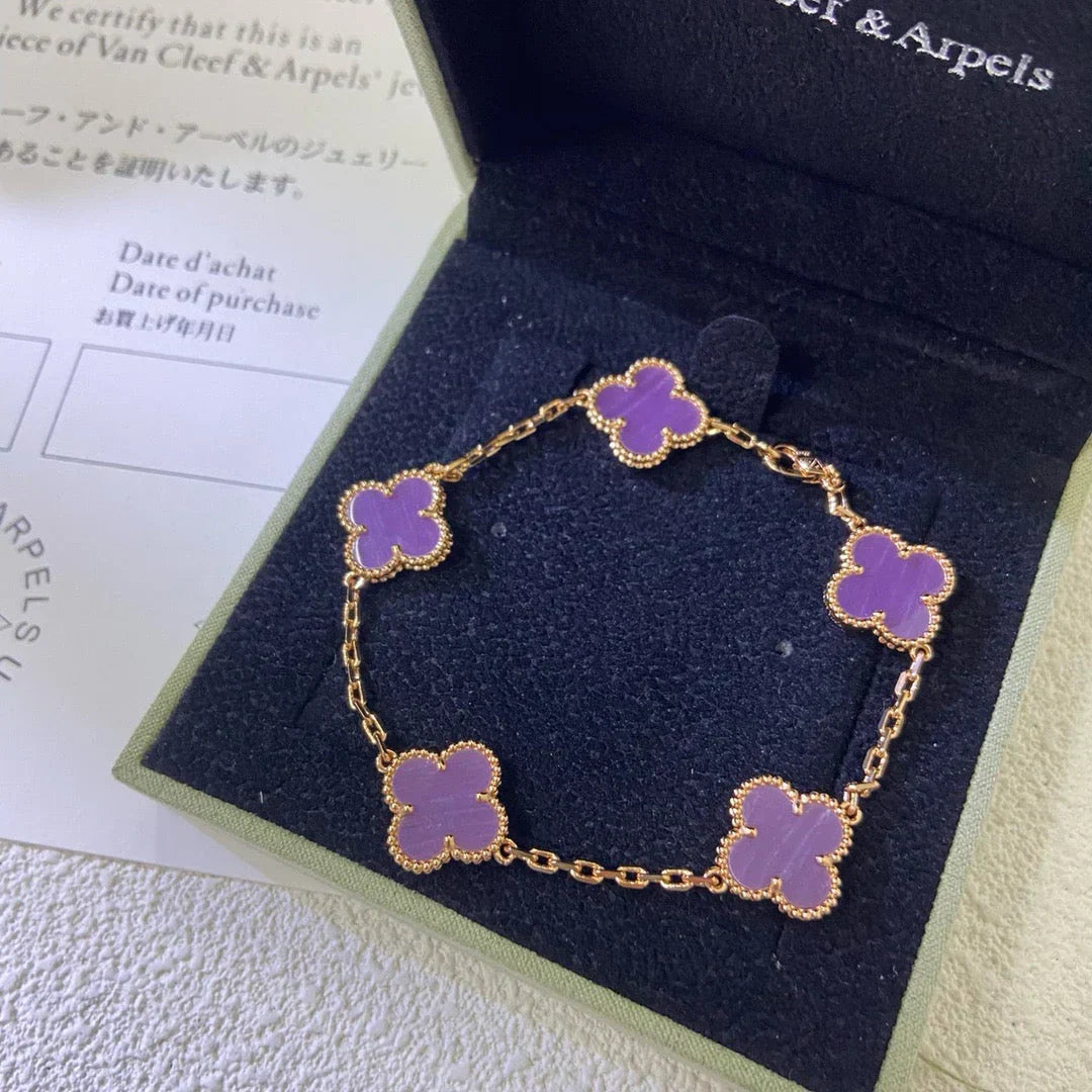 [OAKJURI Jewelry] CLOVER 5 MOTIF VIOLET BRACELET COLLECTION