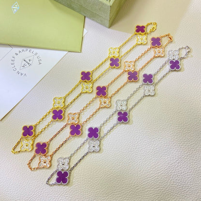 [OAKJURI Jewelry]CLOVER 10 MOTIFS  PURPLE VIOLET DIAMOND NECKLACE