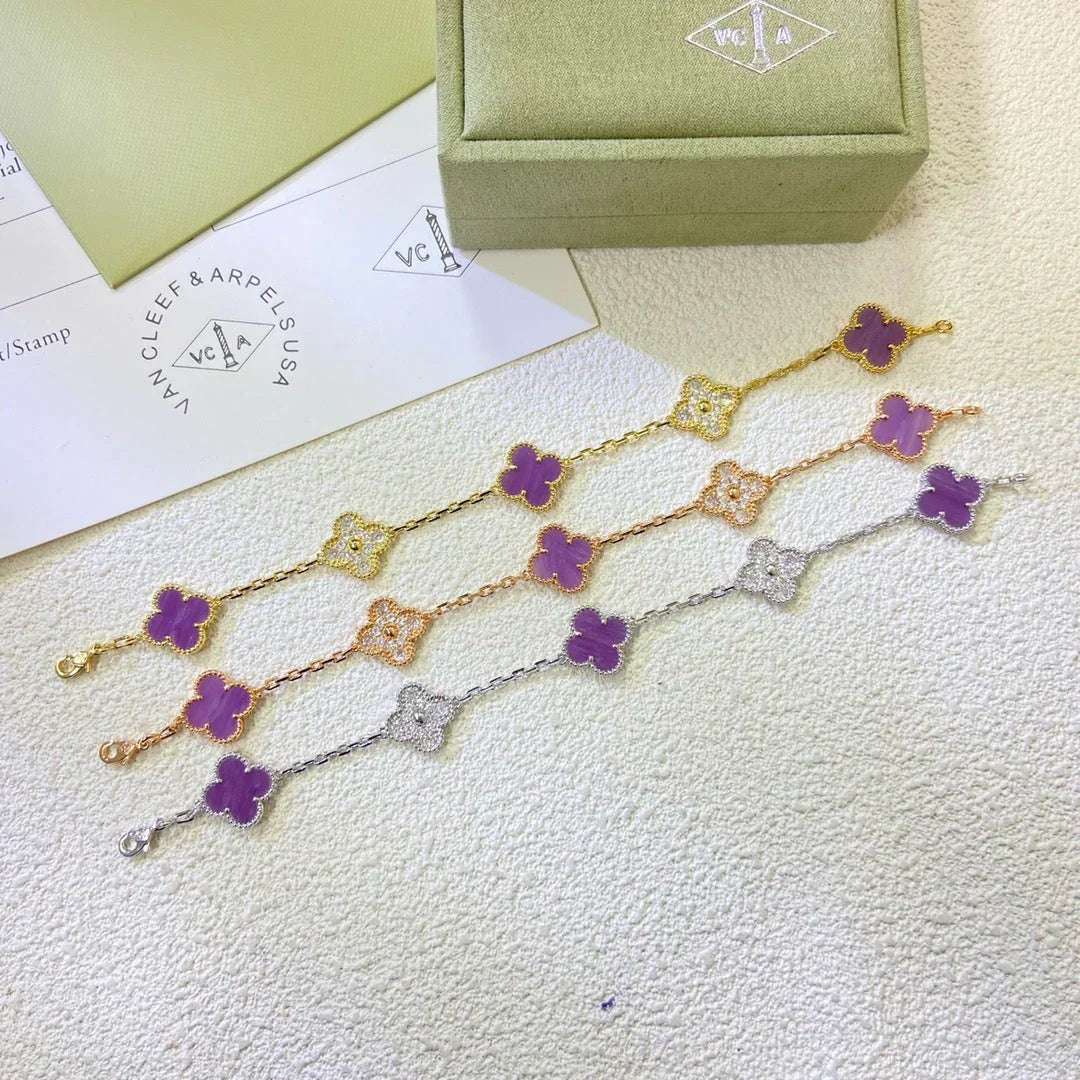 [OAKJURI Jewelry] CLOVER 5 MOTIF VIOLET BRACELET COLLECTION