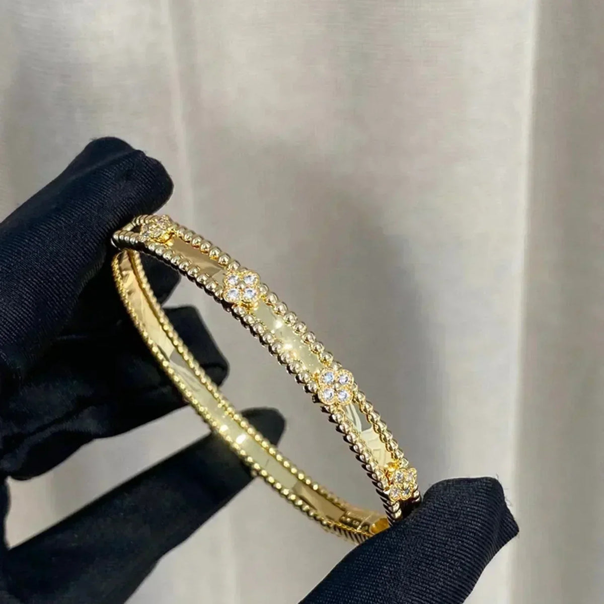 [OAKJURI Jewelry]CLOVER BRACELET 4MM DIAMONDS