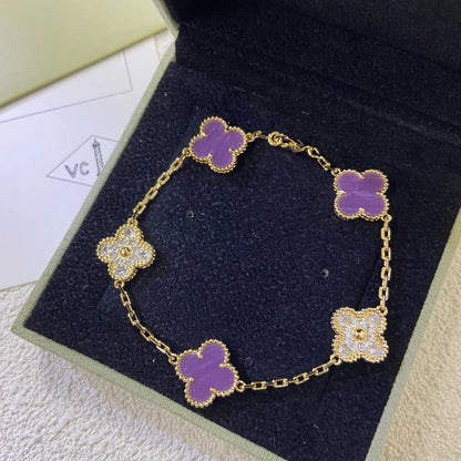 [OAKJURI Jewelry] CLOVER 5 MOTIF VIOLET BRACELET COLLECTION