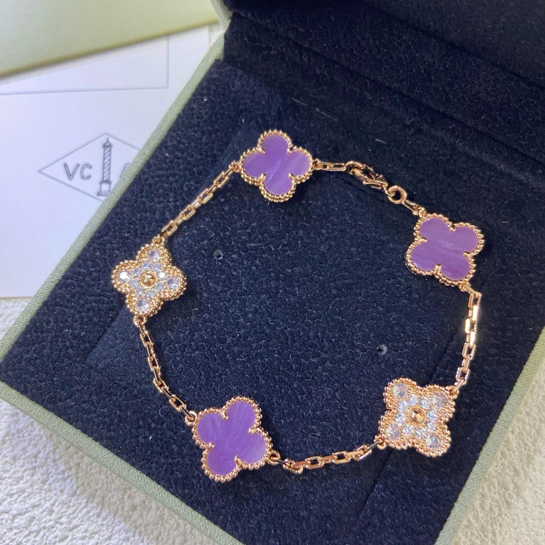 [OAKJURI Jewelry] CLOVER 5 MOTIF VIOLET BRACELET COLLECTION
