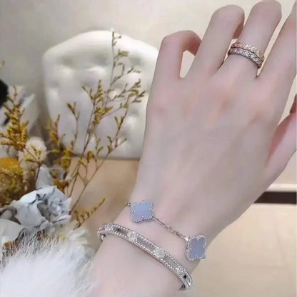 [OAKJURI Jewelry] CLOVER 5 MOTIF PURPLE CHALCEDONY BRACELET COLLECTION