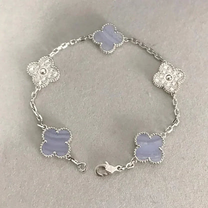[OAKJURI Jewelry] CLOVER 5 MOTIF PURPLE CHALCEDONY BRACELET COLLECTION