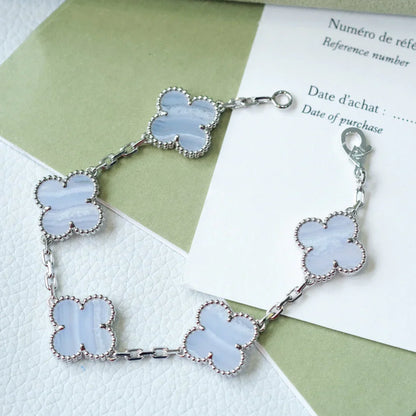 [OAKJURI Jewelry] CLOVER 5 MOTIF PURPLE CHALCEDONY BRACELET COLLECTION